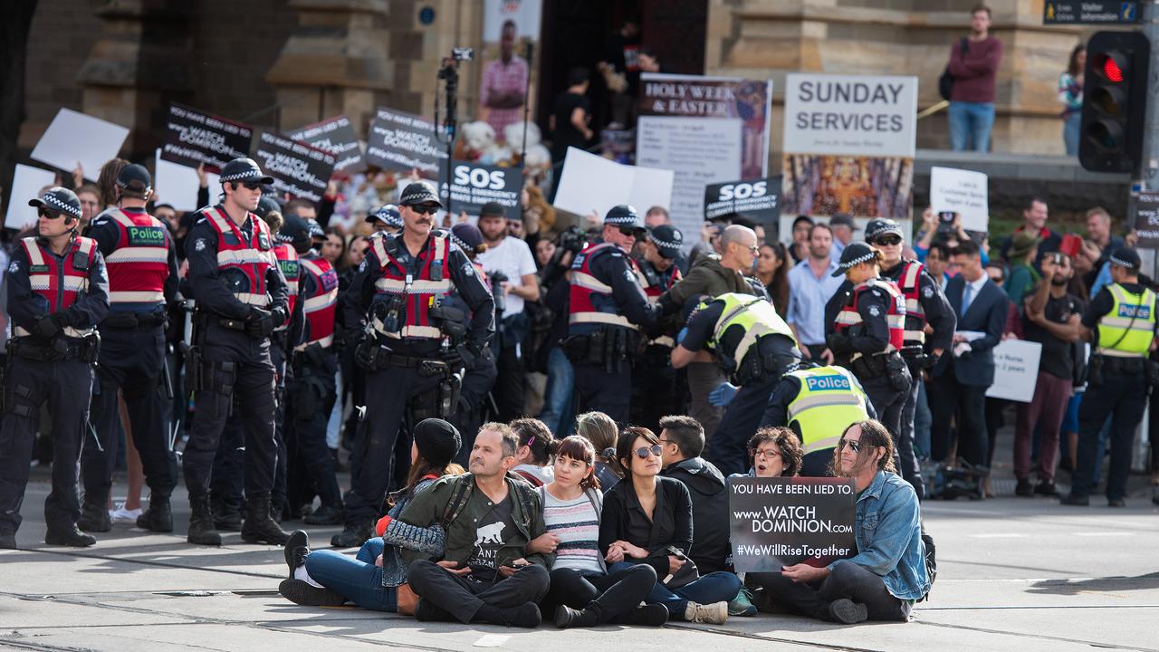 Some vegans see yesterday’s protests as a tipping point for their cause. Picture: AAP Image/Ellen Smith