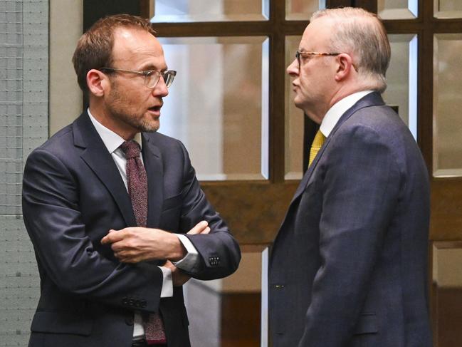 CANBERRA, AUSTRALIA, NewsWire Photos. SEPTEMBER 5, 2023: Leader of the Australian Greens Adam Bandt and Anthony Albanese during Question Time at Parliament House in Canberra. Picture: NCA NewsWire / Martin Ollman