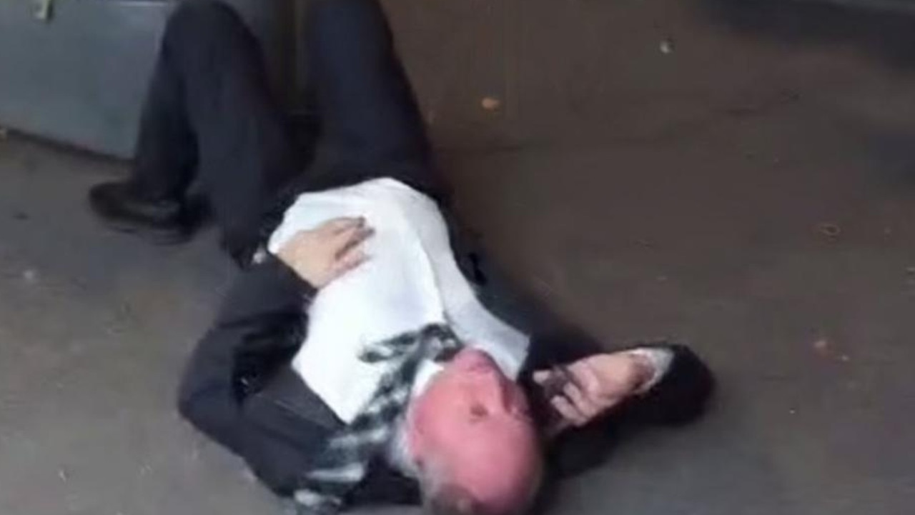 Barnaby Joyce was filmed lying on the ground at night in Canberra earlier this year. Picture X