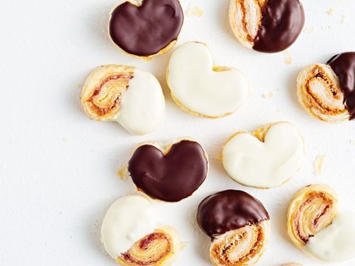 Caramel and raspberry chocolate palmiers.