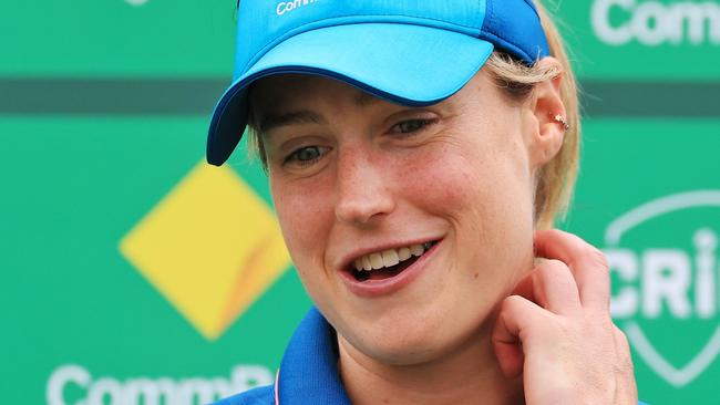 CANBERRA, AUSTRALIA - JANUARY 25: Ellyse Perry of Australia talks during a media opportunity ahead of the Women's International Series between Australia and South Africa at Manuka Oval on January 25, 2024 in Canberra, Australia. (Photo by Mark Evans/Getty Images)