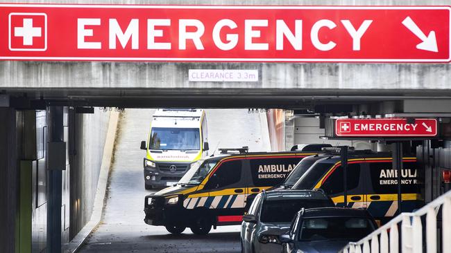 Ambulances at the Royal Hobart Hospital. Picture: Chris Kidd