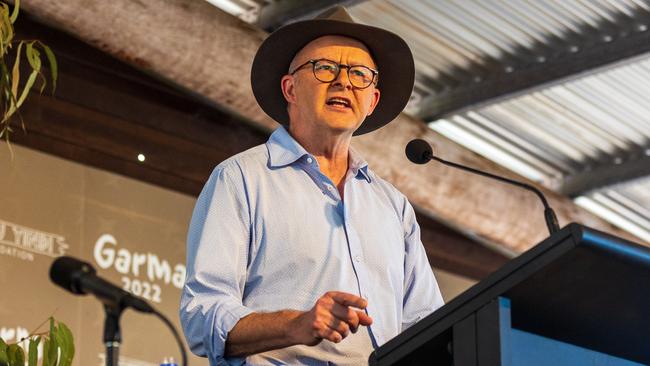 Anthony Albanese speaks at the Garma Festival in July last year in East Arnhem. Picture: Tamati Smith/Getty Images