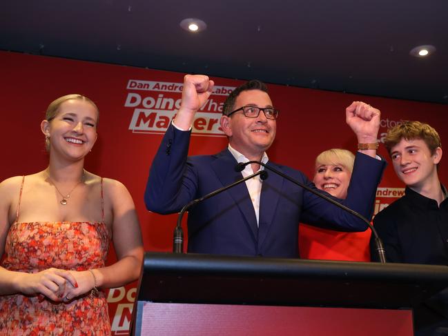 2022 Labor election party. Daniel Andrews supporters at the Village Green Hotel in Mulgrave the Headquarters for the Victorian Labor Party on state election day 26th November 2022. Picture: Jason Edwards