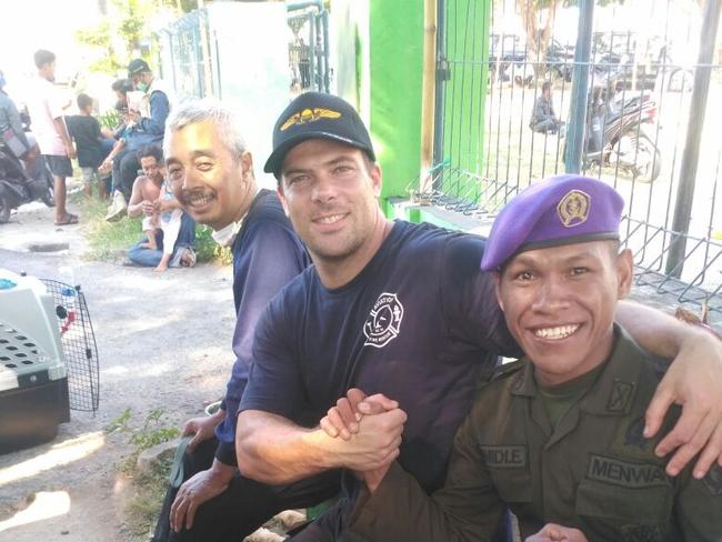 Perth aviation rescue firefighter Craig De Meillon, who was on holiday in Bali, rushed to Lombok in the wake of the magnitude seven earthquake. Picture: Supplied