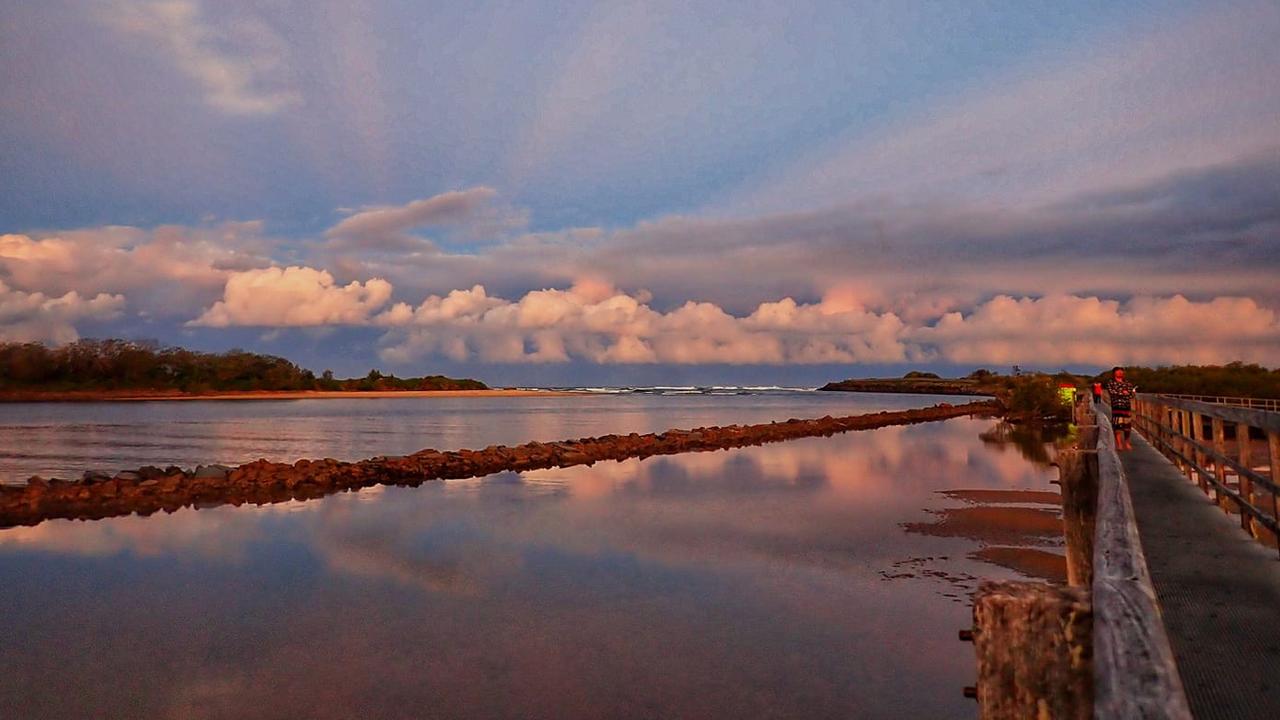 Sunset rays at Urunga boardwalk, snapped by reader Bronwyn Hawkes.