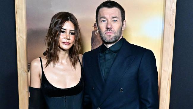 Australian actor Joel Edgerton and partner Christine Centenera at the LA premiere of The Boys in the Boat. Picture: Frederic J. BROWN / AFP)
