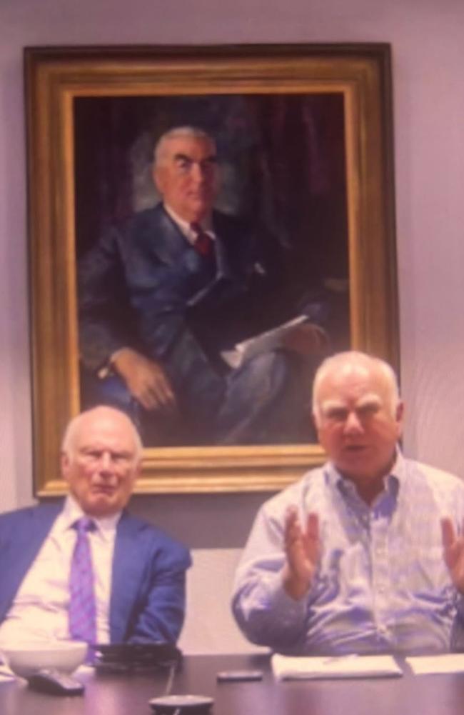 Administrative committee members Richard Alston (left) and Alan Stockdale as they appeared in the online meeting. Picture: Supplied