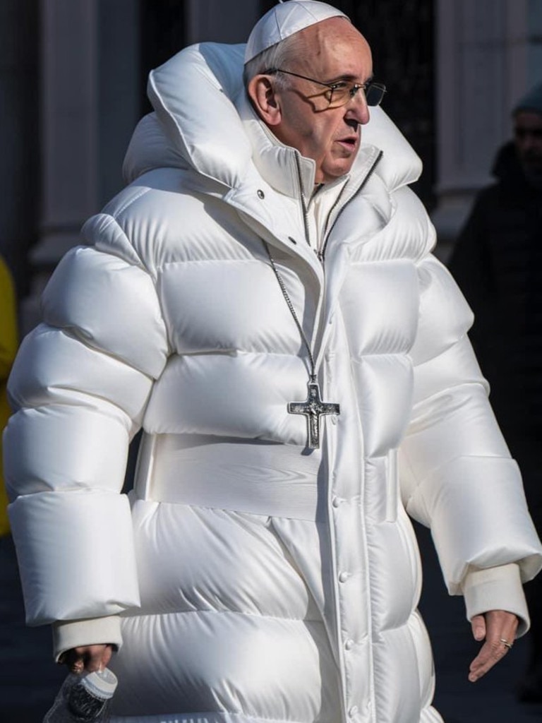 Pope Francis in a puffer jacket. The image was generated by AI.