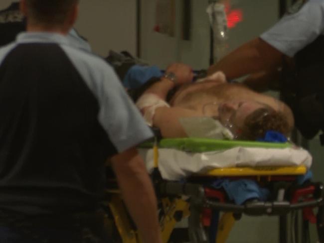 The victim was treated at the scene before he was taken to Gosford Hospital in a serious but stable condition. Picture: Digicrew Australia