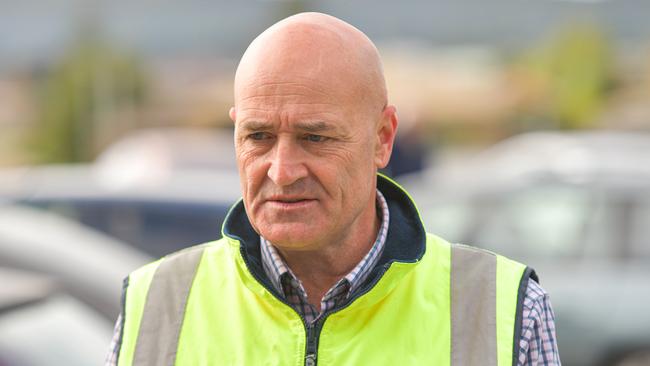 Labor candidate for Braddon Chris Lynch at the Burnie Child Care & Family Centre polling site in Burnie. Picture: Simon Sturzaker