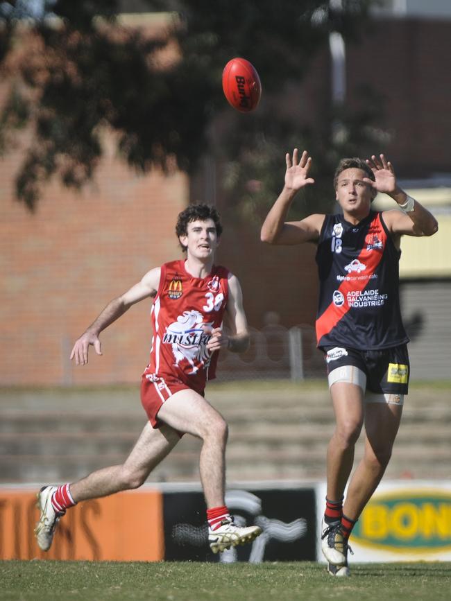 Corey Siemers (right) playing for West Adelaide in 2010. Picture: Luke Hemer