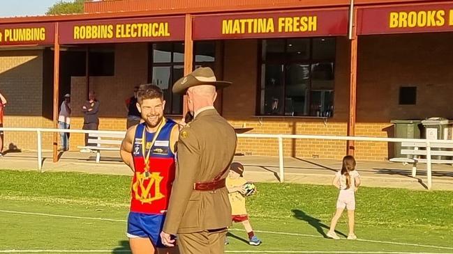 Matt Gorman won the Anzac Medal against Barooga earlier in the season. Photo: Facebook.