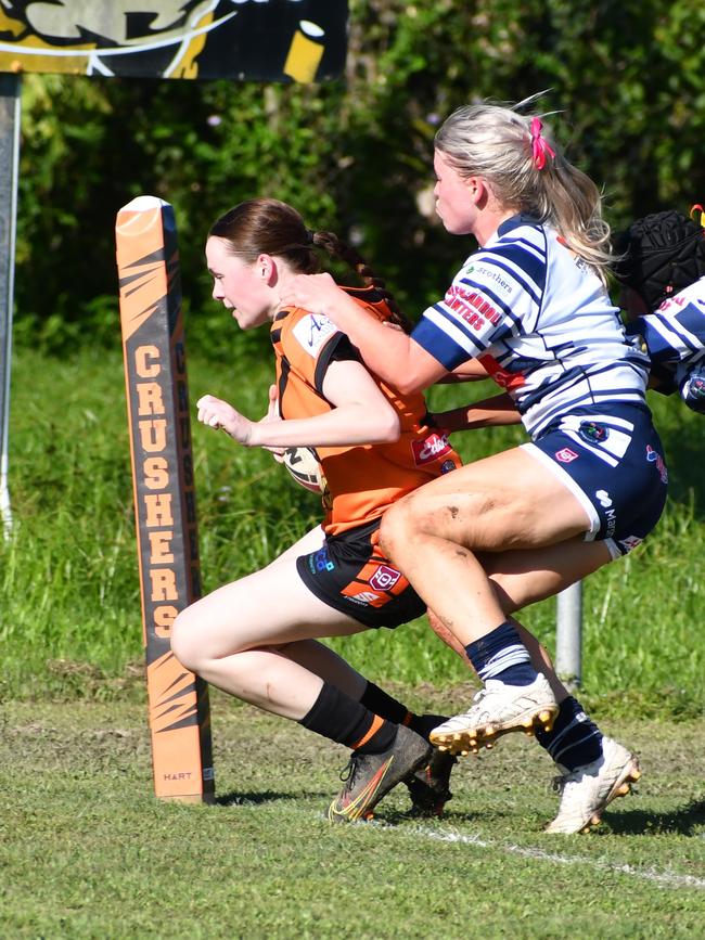 The Herbert River Crushers Women’s team drew 20-20 with Townsville Brothers in a hard-fought contest in Ingham on Saturday. Picture: Cameron Bates