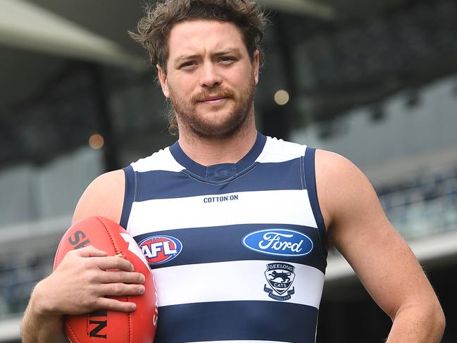 Jack Steven is seen after a press conference at GMHBA Stadium in Melbourne, Thursday, October 17, 2019. (AAP Image/Julian Smith) NO ARCHIVING