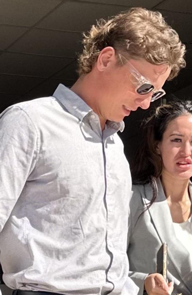 Samuel Thomas Franklin and his lawyer Belinda Robinson leaving Maroochydore Magistrates Court on July 31, 2024. Picture: Sam Turner