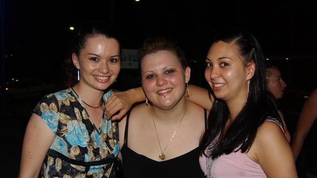 Ally Cantwell, Katie Stewart and Carla Hughes on Flinders Street East Pic Bryan Lynch AD236027