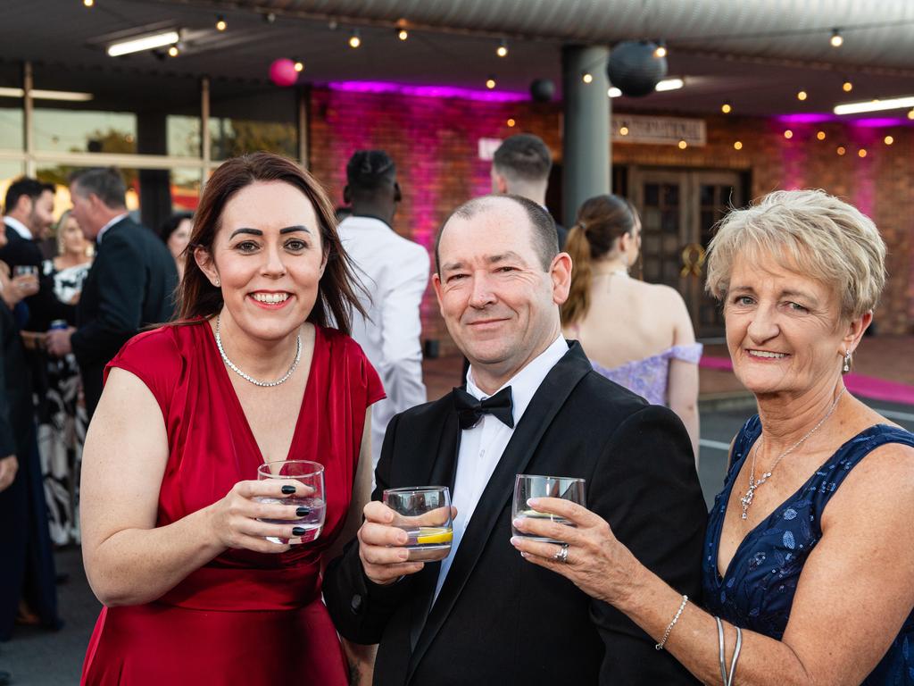 Representing Aim Big Employment are (from left) Krystal Thompson, Phillip Wright and Vinita Saunders at the Little Pig Consulting Business Excellence Awards at Rumours International, Saturday, October 19, 2024. Picture: Kevin Farmer