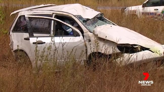 A 29-year-old Mackay woman died in a tragic highway rollover near Saint Lawrence. Picture: 7News Mackay