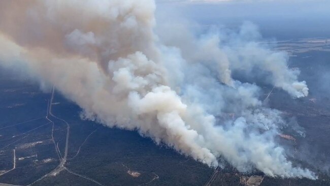 An aerial view of a massive firefront at Condamine Farms on the Darling Downs. Picture: QFES