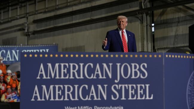 President Donald Trump speaking at US Steel Corporation's Mon Valley Works-Irvin plant last week. Picture: AP /Julia Demaree Nikhinson
