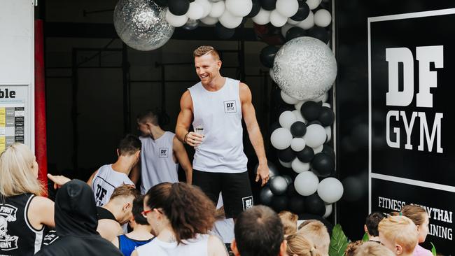 DF Gym owner Patrick Doherty celebrating with his team and members at the gym's open day. Photo: supplied.