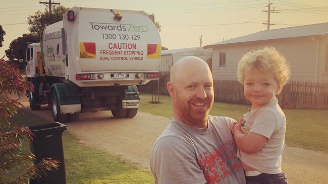 Ted, 2, and his dad like to leave six-packs out to say thanks to the garbage collectors.