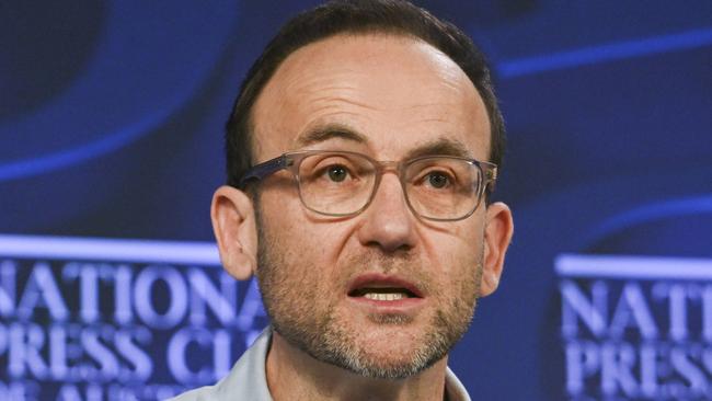 CANBERRA, Australia - NewsWire Photos - August 28, 2024: Adam Bandt, Australian Greens Leader addresses the National Press Club of Australia in Canberra on "The Greens' plan to take on corporate greed and build a better life for all of us". Picture: NewsWire / Martin Ollman