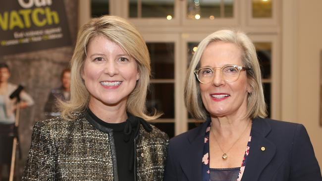 Natasha Stott Despoja, left, and Lucy Turnbull attending an Our Watch event at Kirribilli House, Sydney. Photograph: Rick Stevens