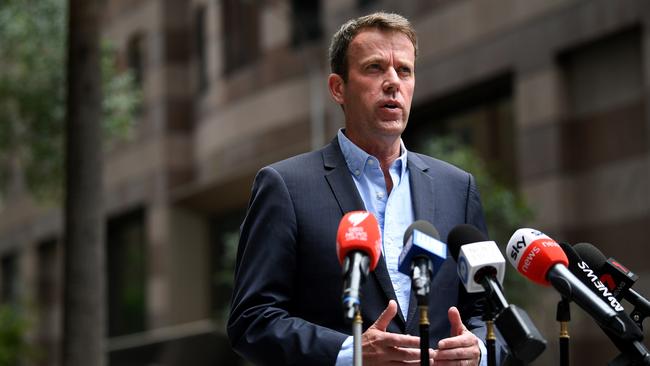 Federal Education Minister Dan Tehan speaking to media in Sydney in January. Picture: AAP