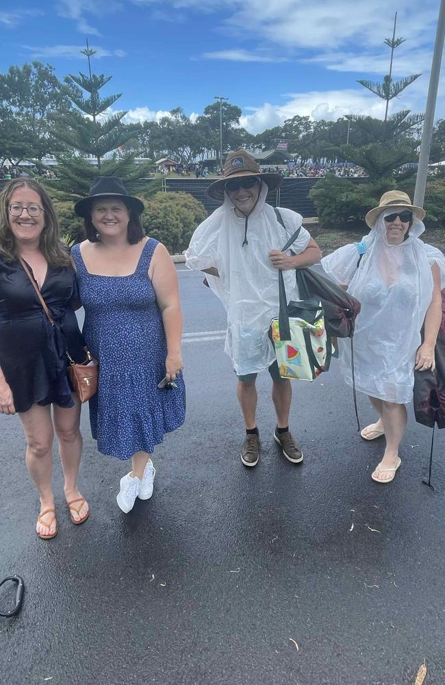 Christine Bartlett, Tammy Brown, Emma and Kane Maslen at the SummerSalt festival at Seafront Oval, Pialba on March 9, 2024. Credit: Adam Miller