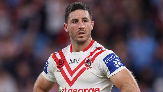 SYDNEY, AUSTRALIA - APRIL 25: Ben Hunt of the Dragons reacts at full-time during the round eight NRL match between Sydney Roosters and St George Illawarra Dragons at Allianz Stadium on April 25, 2023 in Sydney, Australia. (Photo by Mark Kolbe/Getty Images)