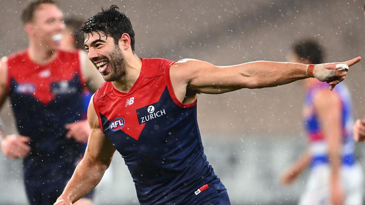 Christian Petracca celebrates a rare goal in recent weeks.