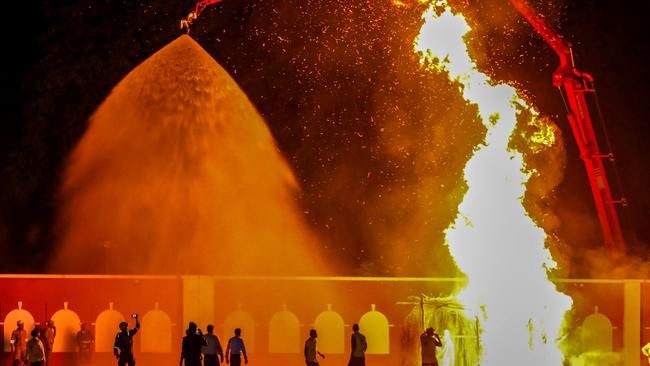Civil Defence members, firefighters and NDRF personnel participate in the nationwide 'Blackout' war preparedness drill in Lucknow as India and Pakistan exchange fire. Picture: Getty Images.