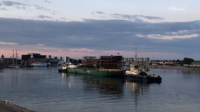 Clipper ship moved to final home at Dock 2