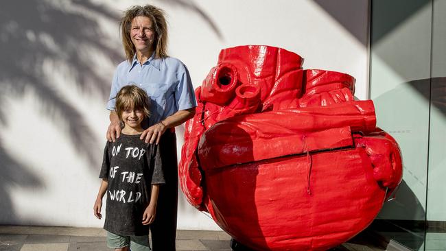 Dr Jerry Schwartz with his son Dane, 8. Picture: Jerad Williams