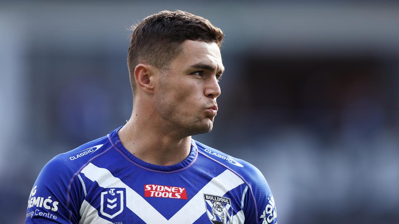 SYDNEY, AUSTRALIA - JULY 24: Kyle Flanagan of the Bulldogs looks on during the round 19 NRL match between the Canterbury Bulldogs and the Gold Coast Titans at CommBank Stadium, on July 24, 2022, in Sydney, Australia. (Photo by Matt King/Getty Images)