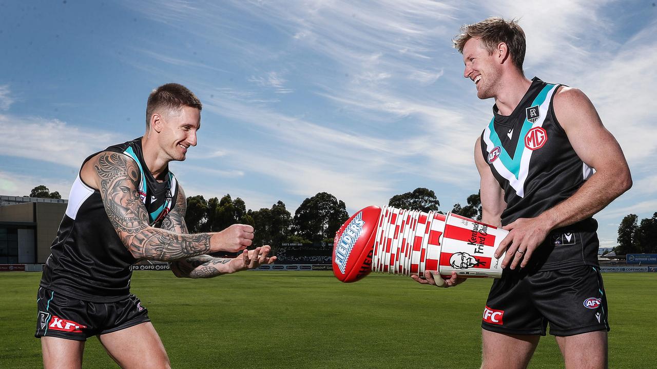 AFL club Port Adelaide is sponsored by KFC. Picture: Sarah Reed