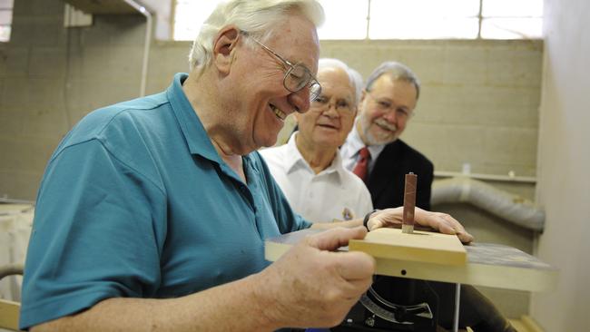 Ted Donnelly (left) co-founded the Lane Cove Men's Shed in 1997.