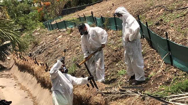 Clean-up crews work the site around Myilly Point removing asbestos. Picture: SUPPLIED