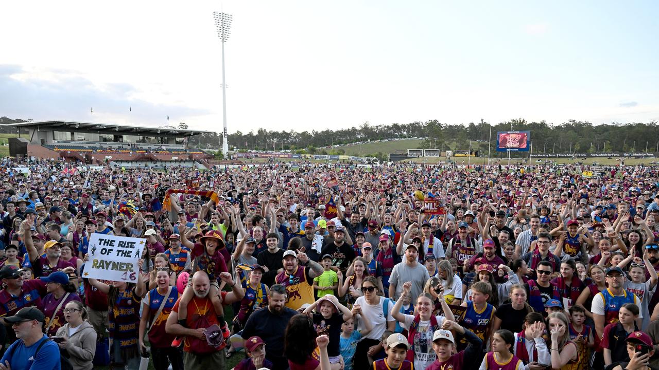 IPSWICH, AUSTRALIA - SEPTEMBER 29: A general view of the crowd of fans is seen at Brighton Homes Arena, on September 29, 2024, in Ipswich, Australia. The Brisbane Lions won the 2024 AFL Grand Final yesterday beating Sydney Swans at the MCG. (Photo by Bradley Kanaris/Getty Images)