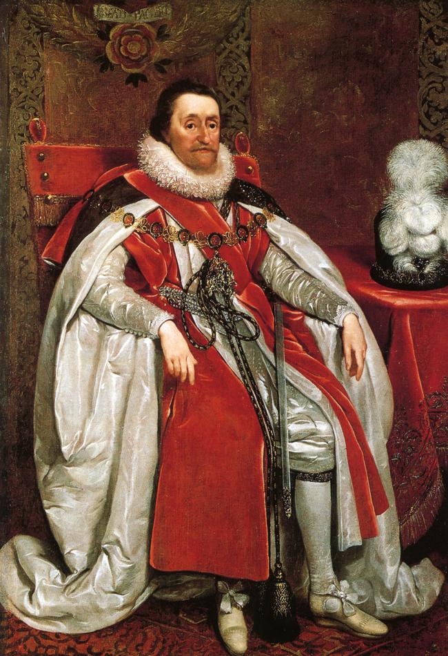 James I of England, 1621, oil painting by Daniel Mytens by Daniël Mijtens.