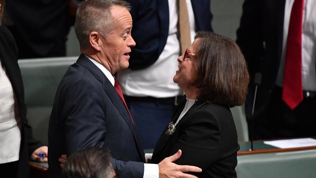 Bill Shorten congratulates Ged Kearney after her maiden speech Picture: AAP Image/Mick Tsikas