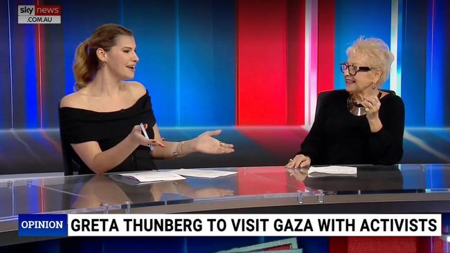 Sky News Australia host Danica De Giorgio, with guest Prue MacSween, named Ms Thunberg the 'big loser of the week'. Picture: Sky News Australia