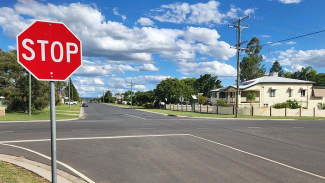 The intersection of Bell and Prairie streets, Biloela, where the crash occurred.