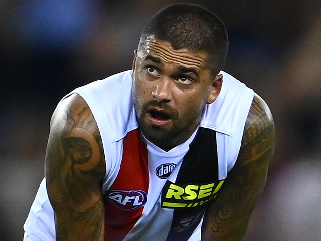 MELBOURNE, AUSTRALIA - APRIL 03: Bradley Hill of the Saints looks dejected after losing the round 3 AFL match between the Essendon Bombers and the St Kilda Saints at Marvel Stadium on April 03, 2021 in Melbourne, Australia. (Photo by Quinn Rooney/Getty Images)