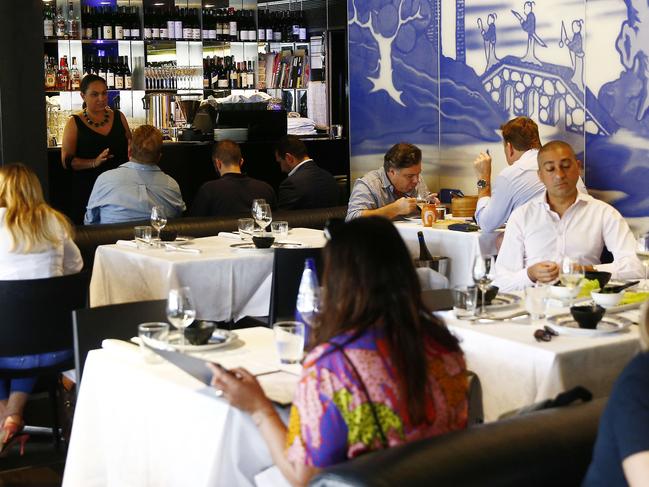 Inside China Doll at Woolloomooloo. Lunch with Leo. Leo Schofield lunches with Director of UNSW Galleries Jose Da Silva at China Doll at Woolloomooloo. Picture: John Appleyard