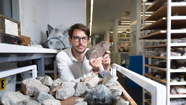 Dr Lennart Bach is researching the potential to reduce atmospheric CO2 through enhanced weathering of volcanic rock. Picutre: Peter Mathew