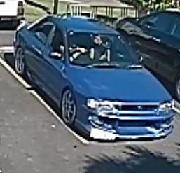 A CCTV image of the stolen Subaru. 