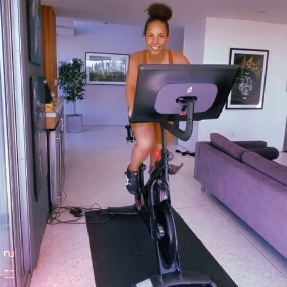 Singer Alicia Keys is among the celeb fans of the at-home workout bike. Picture: Instagram